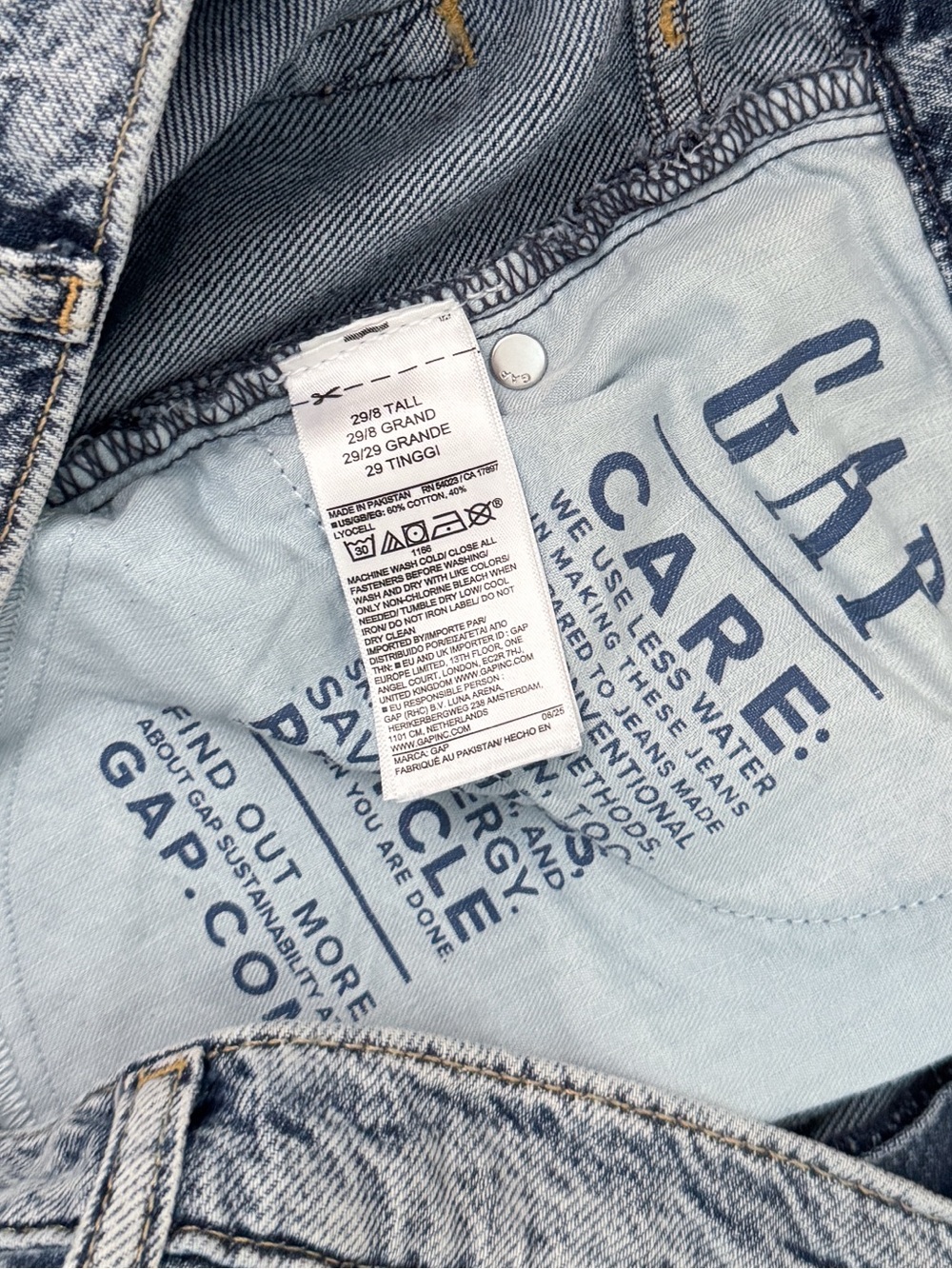 GAP Mid Rise UltraSoft Baggy Wide Leg Jeans in Indigo size 29/8Tall - Picture 8 of 8